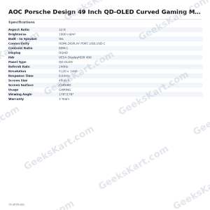 AOC Porsche Design PD49 49-Inch QD-OLED Curved Gaming Monitor — 5120×1440 DQHD, 240Hz