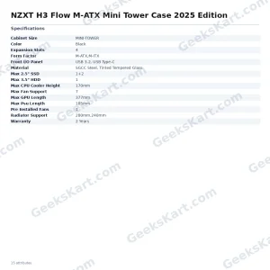 NZXT H3 Flow M-ATX Mini Tower Case 2025 Editi