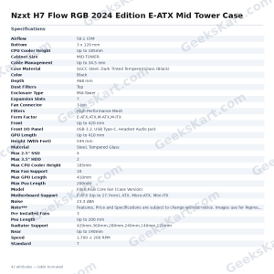 Nzxt H7 Flow RGB 2024 Edition E-ATX Mid Tower Case