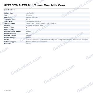 HYTE Y70 E-ATX Mid Tower Taro Milk Case
