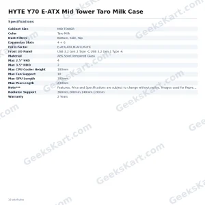 HYTE Y70 E-ATX Mid Tower Taro Milk Case