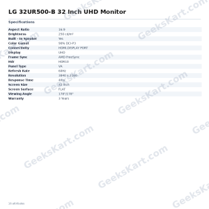 LG 32UR500-B 32 Inch UHD Monitor