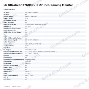 LG UltraGear 27GR93U-B 27 Inch Gaming Monitor