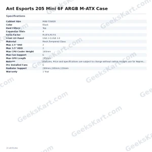 Ant Esports 205 Mini 6F ARGB M-ATX Case
