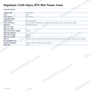 Gigabyte C103 Glass ATX Mid Tower Case