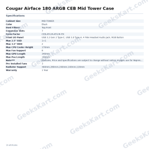 Cougar Airface 180 ARGB CEB Mid Tower Case
