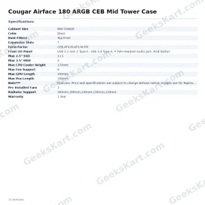 Cougar Airface 180 ARGB CEB Mid Tower Case