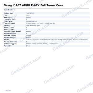 Dawg Y 907 ARGB E-ATX Full Tower Case
