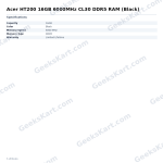 Acer HT200 16GB DDR5 6000MHz CL30 Desktop RAM (Black)