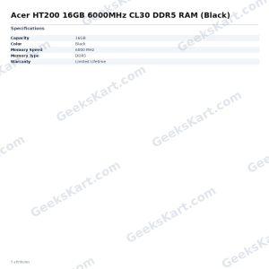Acer HT200 16GB DDR5 6000MHz CL30 Desktop RAM (Black)