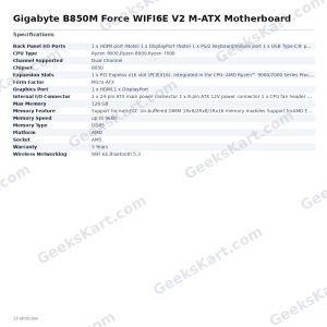 Gigabyte B850M Force WIFI6E V2 M-ATX Motherboard