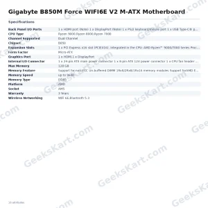Gigabyte B850M Force WIFI6E V2 M-ATX Motherboard