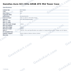 Gamdias Aura GC1 Elite ARGB ATX Mid Tower Case