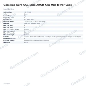 Gamdias Aura GC1 Elite ARGB ATX Mid Tower Case