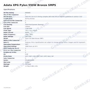 Adata XPG Pylon 550W Bronze SMPS