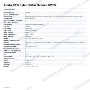 Adata XPG Pylon 550W Bronze SMPS