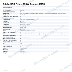 Adata XPG Pylon 650W Bronze SMPS