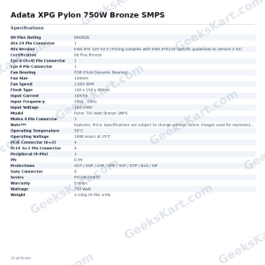 Adata XPG Pylon 750W Bronze SMPS