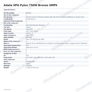 Adata XPG Pylon 750W Bronze SMPS