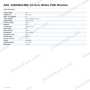 AOC 24B30H2/BW 24 Inch White FHD Monitor