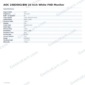 AOC 24B30H2/BW 24 Inch White FHD Monitor