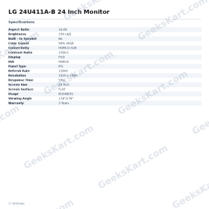 LG 24U411A-B 24 Inch Monitor