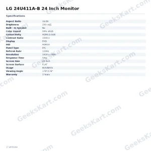 LG 24U411A-B 24 Inch Monitor