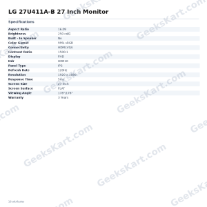 LG 27U411A-B 27 Inch Monitor