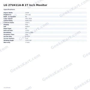 LG 27U411A-B 27 Inch Monitor