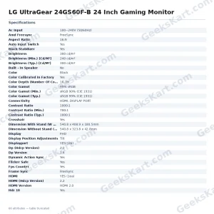 LG UltraGear 24GS60F-B 24 Inch Gaming Monitor