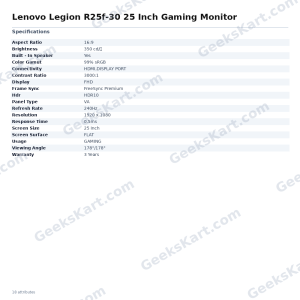 Lenovo Legion R25f-30 25 Inch Gaming Monitor