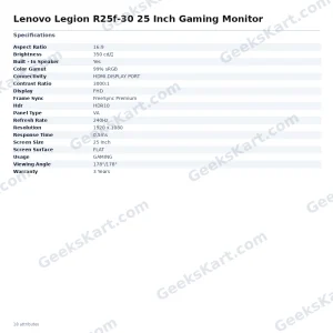 Lenovo Legion R25f-30 25 Inch Gaming Monitor