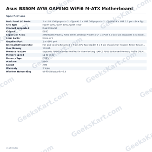 ASUS B850M AYW Gaming WiFi 6 Micro-ATX Motherboard (AM5, DDR5, PCIe 5.0)