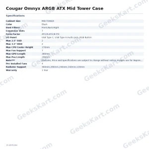 Cougar OmnyX ARGB ATX Mid Tower Case with Quad 160mm PWM Fans