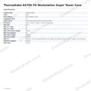 Thermaltake AX700 TG Workstation Super Tower Case (CA-11B-00F1WN-00)