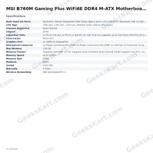 MSI B760M Gaming Plus WiFi 6E DDR4 Micro-ATX Motherboard (LGA1700)