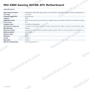 MSI Z890 Gaming WiFi 6E ATX Motherboard – Intel LGA1851, DDR5 & PCIe 5.0