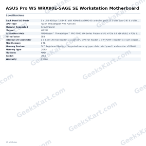 ASUS Pro WS WRX90E-SAGE SE Workstation Motherboard (AMD sTR5, WRX90, EEB)