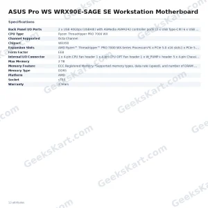 ASUS Pro WS WRX90E-SAGE SE Workstation Motherboard (AMD sTR5, WRX90, EEB)
