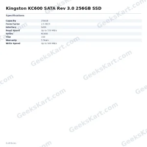 Kingston KC600 256GB SATA III SSD with AES-256 Encrypti