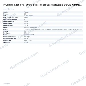 NVIDIA RTX Pro 6000 Blackwell Workstation 96GB GDDR7 Graphics Card
