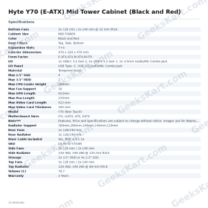 HYTE Y70 Dual Chamber E-ATX Mid Tower Cabinet – Black and Red