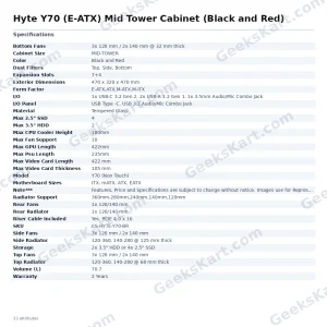HYTE Y70 Dual Chamber E-ATX Mid Tower Cabinet – Black and Red