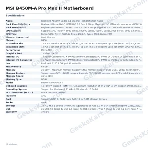 MSI B450M-A Pro Max II AM4 Micro-ATX Motherboard