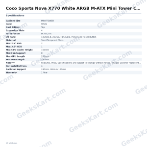 Coconut Nova X770 White ARGB M-ATX Mini Tower Case with 4 Pre-Installed ARGB Fans