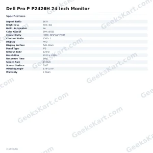Dell Pro P2426H 24-Inch Full HD IPS Monitor with 120Hz Refresh Rate