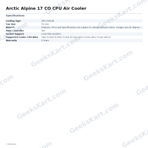 ARCTIC Alpine 17 CO CPU Air Cooler – Compact 92mm Cooler for Intel LGA1700 & LGA1851
