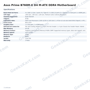ASUS Prime B760M-K D4 Micro-ATX DDR4 Motherboard (LGA 1700, Intel B760)