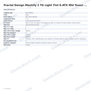 Fractal Design Meshify 2 Tempered Glass Light Tint E-ATX Mid Tower Case