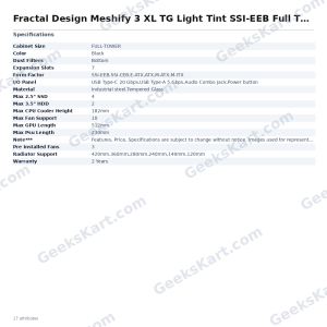 Fractal Design Meshify 3 XL TG Light Tint SSI-EEB Full Tower Case